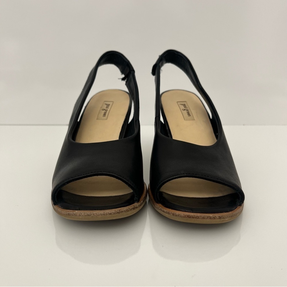 PAUL GREEN Savanah Slingback Peep Toe Leather Sandals in Black Women US 5 - Picture 7 of 13